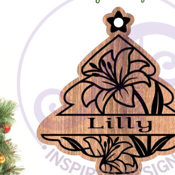 Intra απο ξύλο plywood 3mm-4mm πάχος - Floral Tree Χριστουγεννιάτικο Στολίδι  Laser Δίασταση 6x6 cm INTRAFABR-103826846 - Image 2