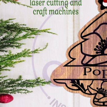 Intra απο ξύλο plywood 3mm-4mm πάχος - Floral Tree Χριστουγεννιάτικο Στολίδι  Laser Δίασταση 6x6 cm INTRAFABR-103826867 - Image 1