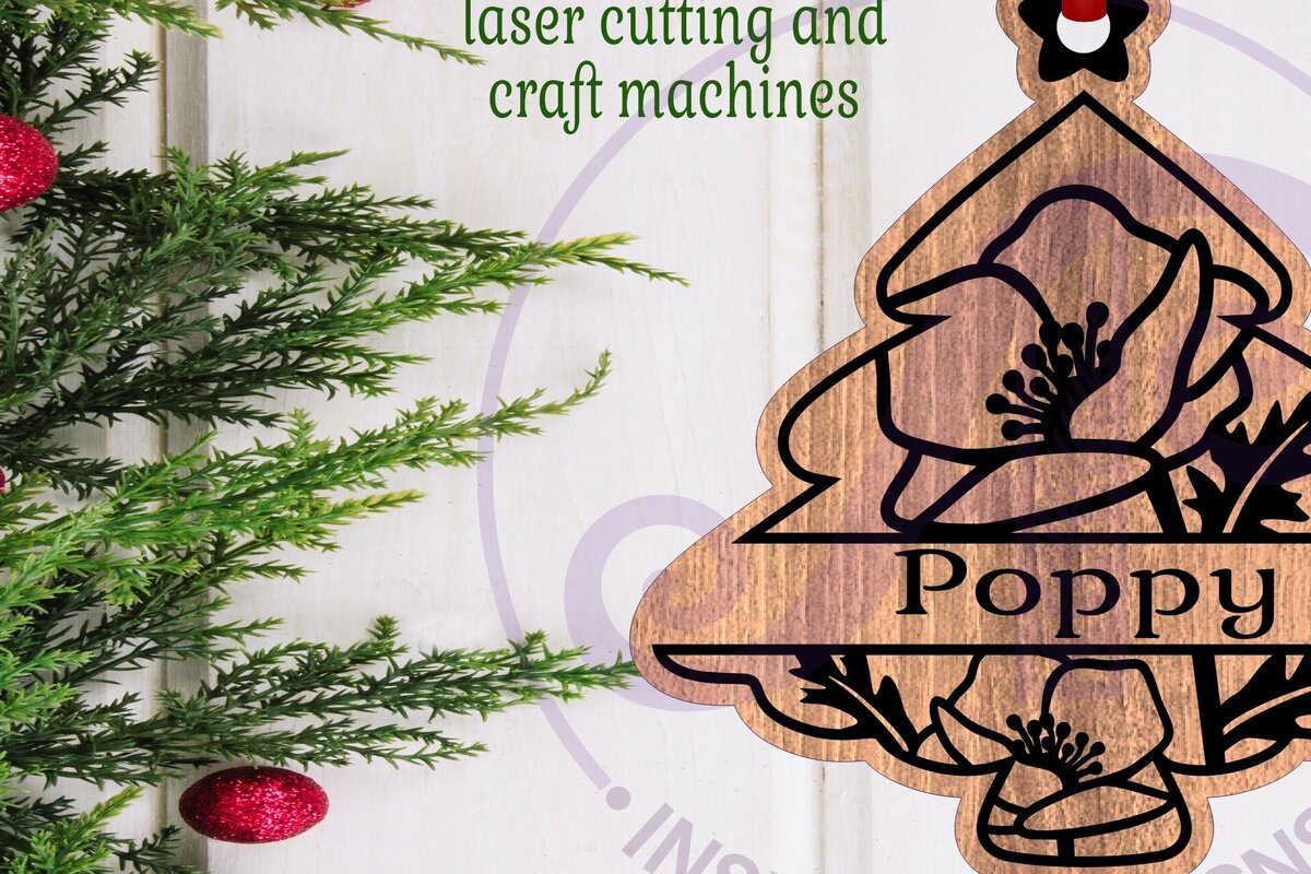 Intra απο ξύλο plywood 3mm-4mm πάχος - Floral Tree Χριστουγεννιάτικο Στολίδι  Laser Δίασταση 6x6 cm INTRAFABR-103826867