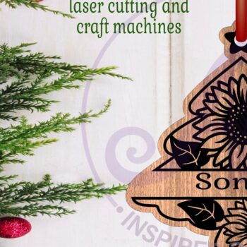 Intra απο ξύλο plywood 3mm-4mm πάχος - Floral Tree Χριστουγεννιάτικο Στολίδι  Laser Δίασταση 6x6 cm INTRAFABR-103826905 - Image 1