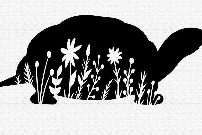 Intra απο ξύλο plywood 3mm-4mm πάχος - Floral Turtle  Χελώνα  Δίασταση 20x25 cm INTRAFABR-86180313