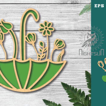 Intra απο ξύλο plywood 3mm-4mm πάχος - Ομπρέλα με λουλουδάτο κούρεμα με λέιζερ 1 Δίασταση 20x20 cm INTRAFABR-125124608 - Image 1