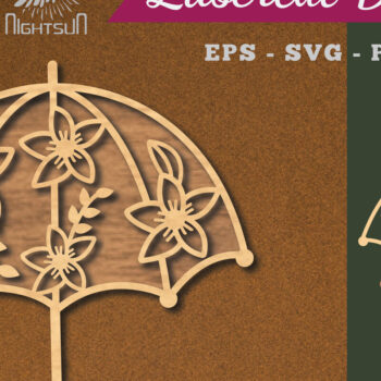 Intra απο ξύλο plywood 3mm-4mm πάχος - Ομπρέλα με λουλουδάτο κούρεμα με λέιζερ 1 Δίασταση 20x20 cm INTRAFABR-114451300 - Image 1