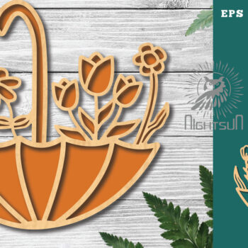 Intra απο ξύλο plywood 3mm-4mm πάχος - Ομπρέλα με λουλούδια κοπής με λέιζερ 2 Δίασταση 20x20 cm INTRAFABR-125124631 - Image 1