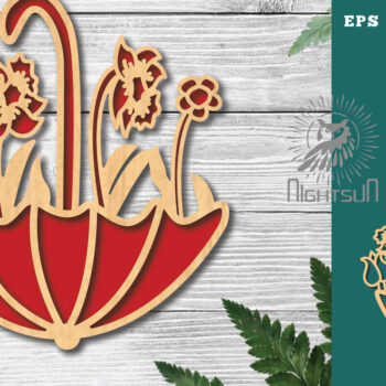 Intra απο ξύλο plywood 3mm-4mm πάχος - Ομπρέλα με λουλουδάτο κούρεμα με λέιζερ 6 Δίασταση 20x20 cm INTRAFABR-125124775 - Image 1