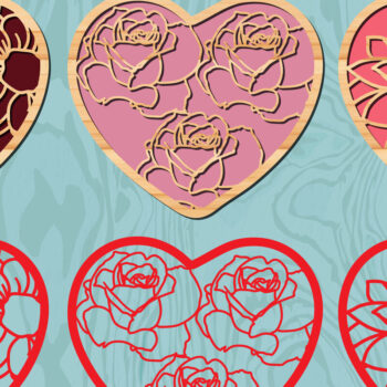 Intra απο ξύλο plywood 3mm-4mm πάχος - Floral Valentine Hearts for Mantle Δίασταση 20x20 cm INTRAFABR-21893636 - Image 1