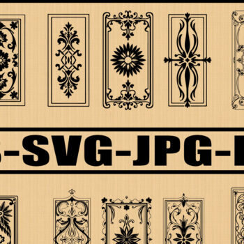 Intra απο ξύλο plywood 3mm-4mm πάχος - Floral διάνυσμα κορνίζα για λέιζερ Δίασταση 20x25 cm INTRAFABR-123821727 - Image 1