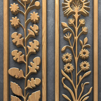 Intra απο ξύλο plywood 3mm-4mm πάχος - Floral κάθετα πάνελ κοπής με λέιζερ Δίασταση 3200x7200 cm INTRAFABR-124638256 - Image 2