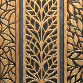 Intra απο ξύλο plywood 3mm-4mm πάχος - Πάνελ  με φλοράλ βιολί με λέιζερ Δίασταση 3600x5400 cm INTRAFABR-122798800 - Image 5