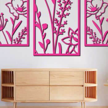 Intra απο ξύλο plywood 3mm-4mm πάχος - Floral διακόσμηση τοίχου Σχέδιο κοπής με λέιζερ 10 Δίασταση 30x20 cm INTRAFABR-75619116 - Image 2