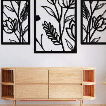 Intra απο ξύλο plywood 3mm-4mm πάχος - Floral διακόσμηση τοίχου Σχέδιο κοπής με λέιζερ 11 Δίασταση 30x20 cm INTRAFABR-75728194 - Image 2