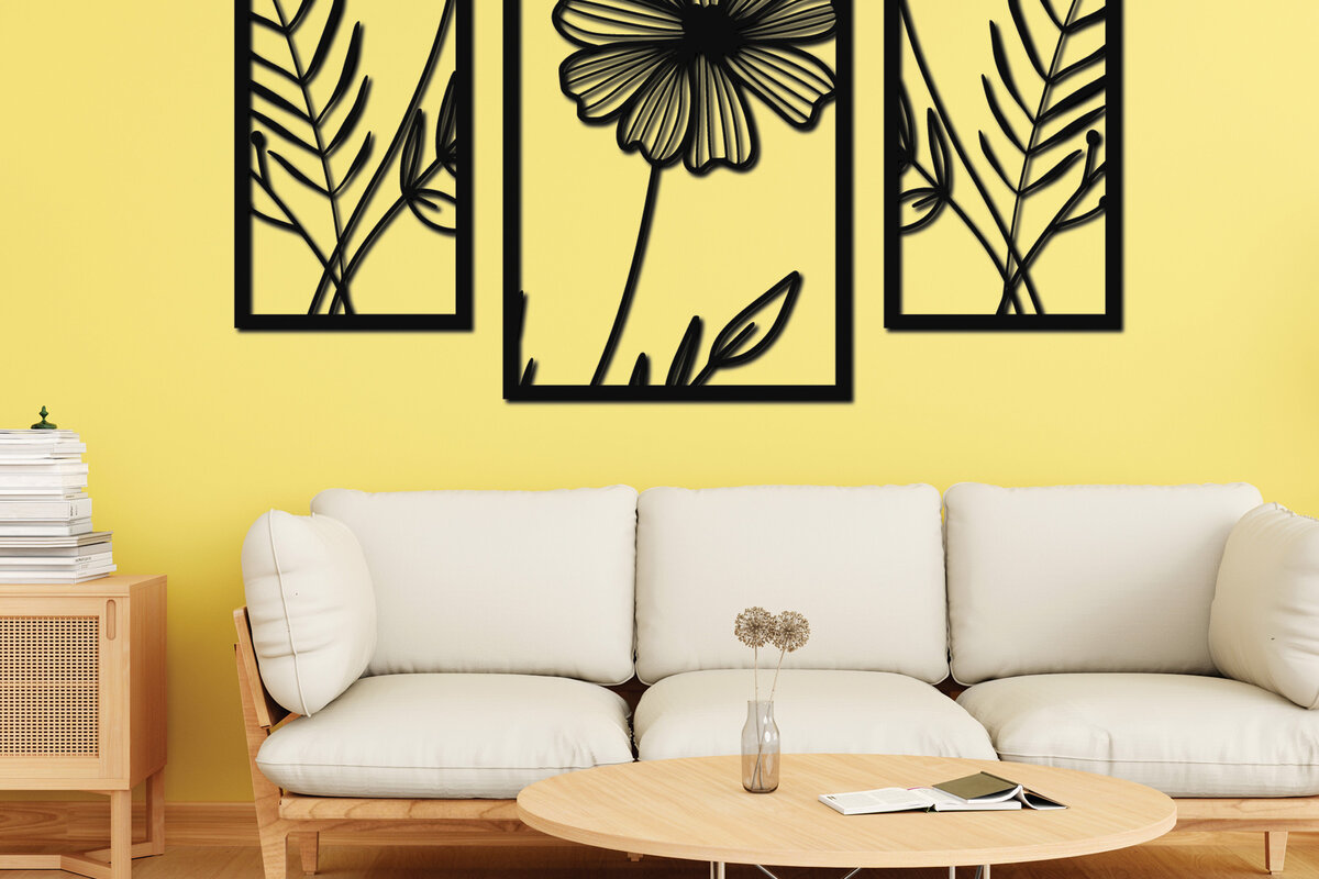 Intra απο ξύλο plywood 3mm-4mm πάχος - Floral διακόσμηση τοίχου Σχέδιο κοπής με λέιζερ 12 Δίασταση 30x20 cm INTRAFABR-75728267