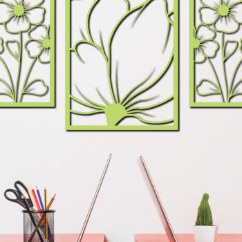 Intra απο ξύλο plywood 3mm-4mm πάχος - Floral διακόσμηση τοίχου με λέιζερ σχέδιο 3 Δίασταση 30x20 cm INTRAFABR-75529195 - Image 1