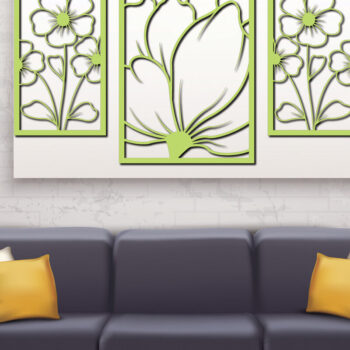 Intra απο ξύλο plywood 3mm-4mm πάχος - Floral διακόσμηση τοίχου με λέιζερ σχέδιο 3 Δίασταση 30x20 cm INTRAFABR-75529195 - Image 3