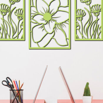 Intra απο ξύλο plywood 3mm-4mm πάχος - Floral διακόσμηση τοίχου Laser Cut Σχέδιο 5 Δίασταση 30x20 cm INTRAFABR-75529711 - Image 2