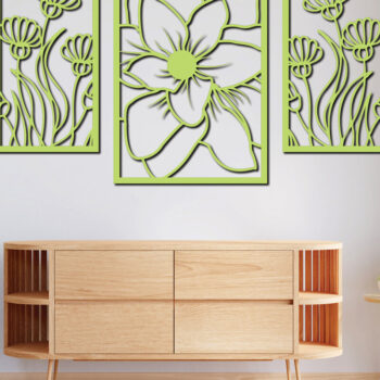 Intra απο ξύλο plywood 3mm-4mm πάχος - Floral διακόσμηση τοίχου Laser Cut Σχέδιο 5 Δίασταση 30x20 cm INTRAFABR-75529711 - Image 3