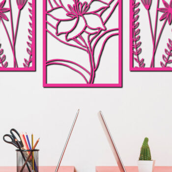 Intra απο ξύλο plywood 3mm-4mm πάχος - Floral διακόσμηση τοίχου με λέιζερ Σχέδιο 7 Δίασταση 30x20 cm INTRAFABR-75618414 - Image 2