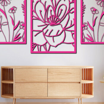 Intra απο ξύλο plywood 3mm-4mm πάχος - Floral διακόσμηση τοίχου Laser Cut Σχέδιο 8 Δίασταση 30x20 cm INTRAFABR-75618593 - Image 3