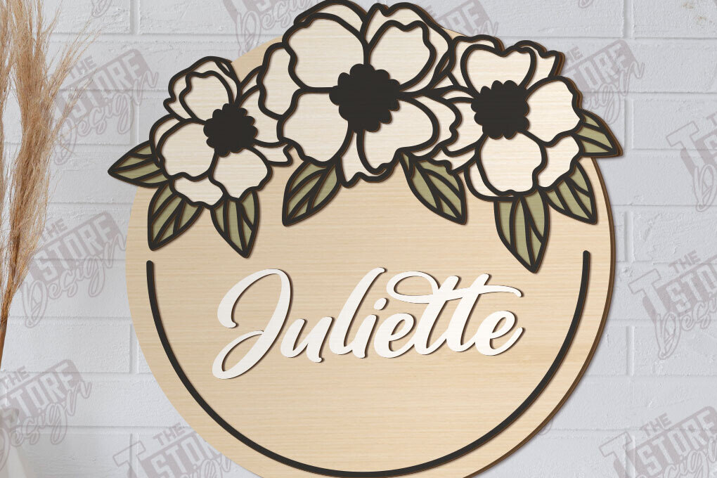 Intra απο ξύλο plywood 3mm-4mm πάχος - Πλακέτα τοίχου Floral Cut Laser | CNC Δίασταση 30x20 cm INTRAFABR-122602240