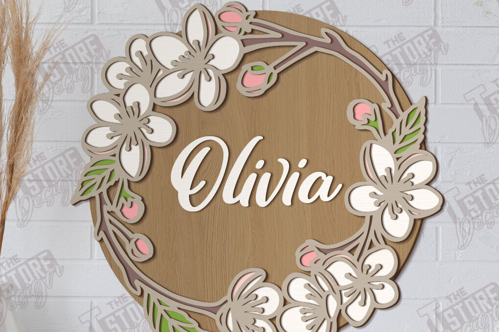 Intra απο ξύλο plywood 3mm-4mm πάχος - Πλακέτα τοίχου Floral Cut Laser | CNC Δίασταση 30x20 cm INTRAFABR-122383789