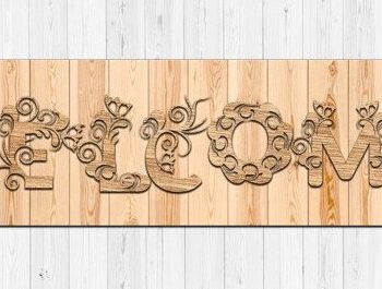 Intra απο ξύλο plywood 3mm-4mm πάχος - Floral Welcome Laser Cut Δίασταση 30x20 cm INTRAFABR-35828030 - Image 2