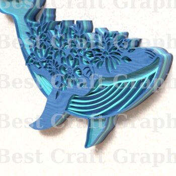 Intra απο ξύλο plywood 3mm-4mm πάχος - Floral Whale Cut Laser File Multilayer Δίασταση 20x20 cm INTRAFABR-119674273 - Image 4