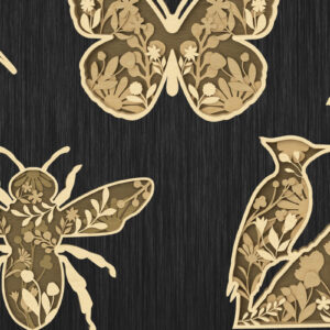 Intra απο ξύλο plywood 3mm-4mm πάχος - Floral Wildlife Layered  Bundle Δίασταση 30x20 cm INTRAFABR-113765501