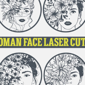 Intra απο ξύλο plywood 3mm-4mm πάχος - Floral Woman Face Laser Cut  Bundle 4 Δίασταση 20x20 cm INTRAFABR-96865592