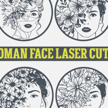 Intra απο ξύλο plywood 3mm-4mm πάχος - Floral Woman Face Laser Cut  Bundle 4 Δίασταση 20x20 cm INTRAFABR-96865592 - Image 1