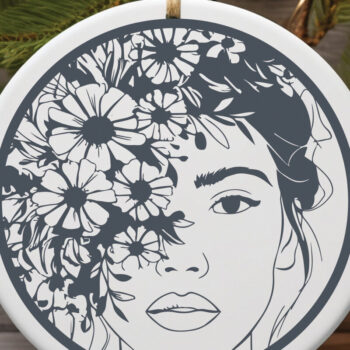 Intra απο ξύλο plywood 3mm-4mm πάχος - Floral Woman Face Laser Cut  Bundle 4 Δίασταση 20x20 cm INTRAFABR-96865592 - Image 6