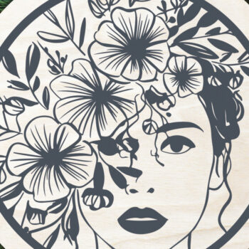 Intra απο ξύλο plywood 3mm-4mm πάχος - Floral Woman Face Laser Cut  Bundle 4 Δίασταση 20x20 cm INTRAFABR-96865592 - Image 7