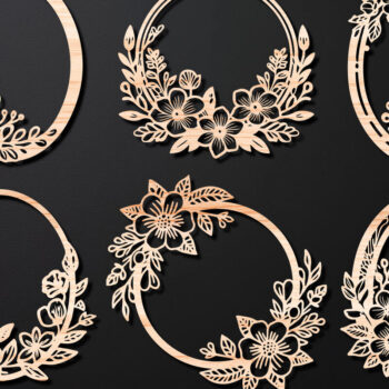 Intra απο ξύλο plywood 3mm-4mm πάχος - Πακέτο κοπής με λέιζερ Floral Wreath 02 Δίασταση 20x20 cm INTRAFABR-112431932 - Image 1