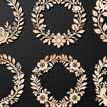 Intra απο ξύλο plywood 3mm-4mm πάχος - Πακέτο κοπής με λέιζερ Floral Wreath 08 Δίασταση 20x20 cm INTRAFABR-112432030 - Image 1