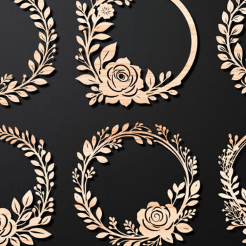 Intra απο ξύλο plywood 3mm-4mm πάχος - Πακέτο κοπής με λέιζερ Floral στεφάνι 11 Δίασταση 20x20 cm INTRAFABR-112508845 - Image 1