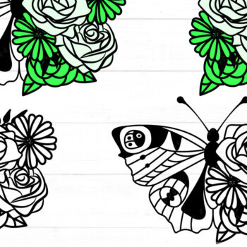 Intra απο ξύλο plywood 3mm-4mm πάχος - Florals and Butterfly  Δίασταση 30x20 cm INTRAFABR-117720124 - Image 1