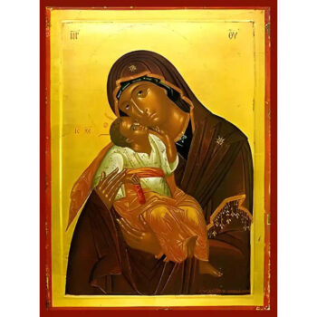 Εικόνα Ορθοδοξίας με περίγραμμα χρυσό σε ξύλο Φλαμουρίας  με  βάση Εικόνα ΠΑΝΑΓΙΑ ΜΕ ΧΡΙΣΤΟ, ΓΛΥΚΟΦΙΛΟΥΣΑ Χειροποίητη Ελληνορθόδοξη εικόνα του Ιησού Χριστού, Κρεμαστή πλάκα βυζαντινής τέχνης, χριστιανική τέχνη Διάσταση 15x11 cm (5,9x4,3 ίντσες)  INTRAEK-337757864345 - Image 1