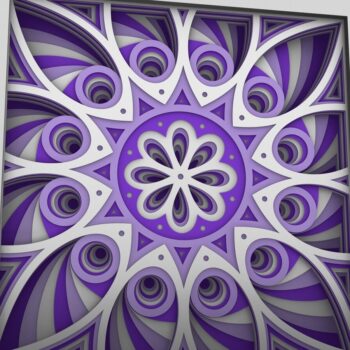 Intra απο ξύλο plywood 3mm-4mm πάχος - Flower 3D Layered Paper Cut, 3D Flower Δίασταση 30x30 cm INTRAFABR-31331878 - Image 3