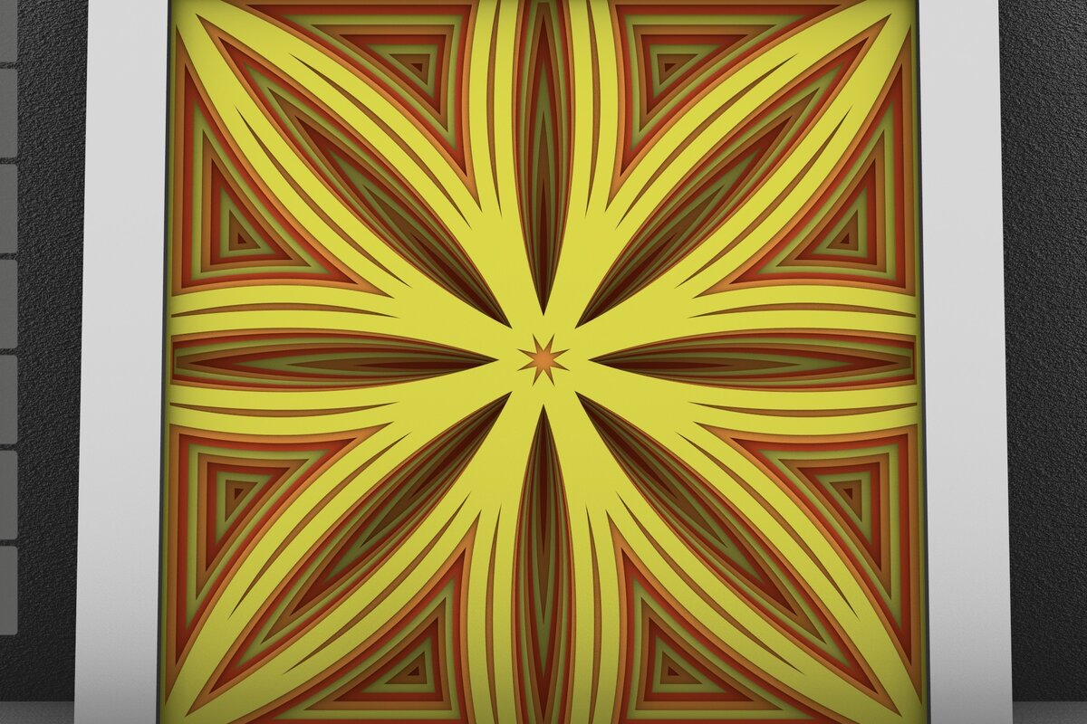 Intra απο ξύλο plywood 3mm-4mm πάχος - Flower 3D Layered Paper Cut, Flower 3D Δίασταση 30x30 cm INTRAFABR-29291092