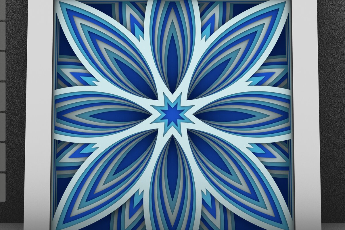 Intra απο ξύλο plywood 3mm-4mm πάχος - Flower 3D Layered Paper Cut, Flower 3D Δίασταση 30x30 cm INTRAFABR-29291094