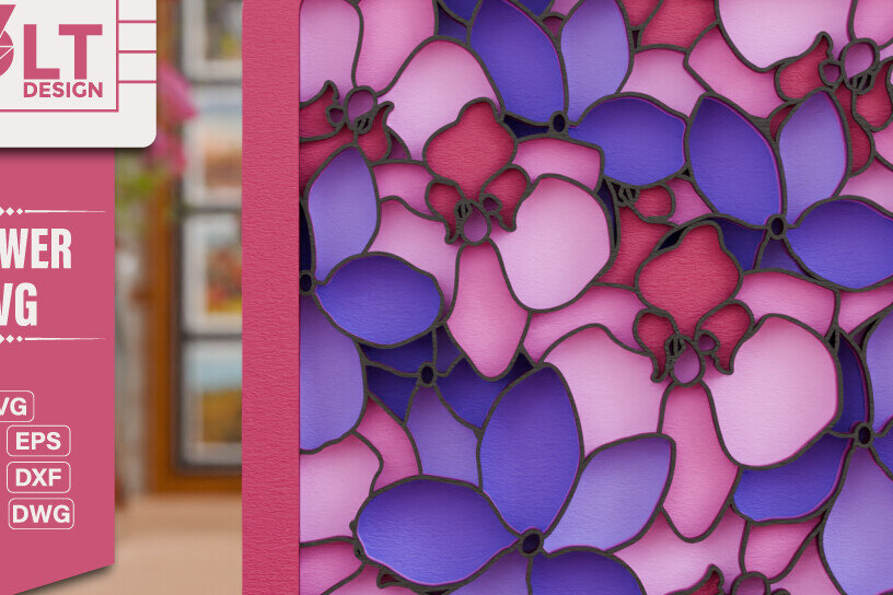 Intra απο ξύλο plywood 3mm-4mm πάχος -  με λέιζερ από χαρτί 3d  Flower Δίασταση 20x25 cm INTRAFABR-114421840