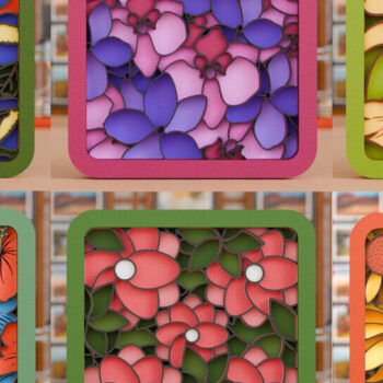 Intra απο ξύλο plywood 3mm-4mm πάχος -  με λέιζερ από χαρτί 3d  Flower Δίασταση 20x25 cm INTRAFABR-114508682 - Image 1