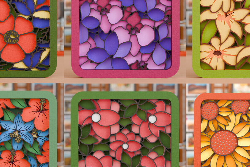 Intra απο ξύλο plywood 3mm-4mm πάχος -  με λέιζερ από χαρτί 3d  Flower Δίασταση 20x25 cm INTRAFABR-114508682