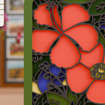 Intra απο ξύλο plywood 3mm-4mm πάχος -  με λέιζερ από χαρτί 3d  Flower Δίασταση 20x25 cm INTRAFABR-114508682 - Image 2