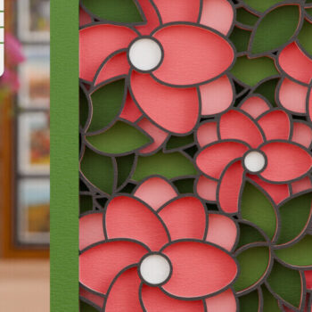 Intra απο ξύλο plywood 3mm-4mm πάχος -  με λέιζερ από χαρτί 3d  Flower Δίασταση 20x25 cm INTRAFABR-114508682 - Image 4