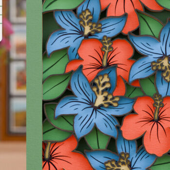 Intra απο ξύλο plywood 3mm-4mm πάχος -  με λέιζερ από χαρτί 3d  Flower Δίασταση 20x25 cm INTRAFABR-114508682 - Image 5