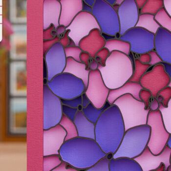 Intra απο ξύλο plywood 3mm-4mm πάχος -  με λέιζερ από χαρτί 3d  Flower Δίασταση 20x25 cm INTRAFABR-114508682 - Image 7