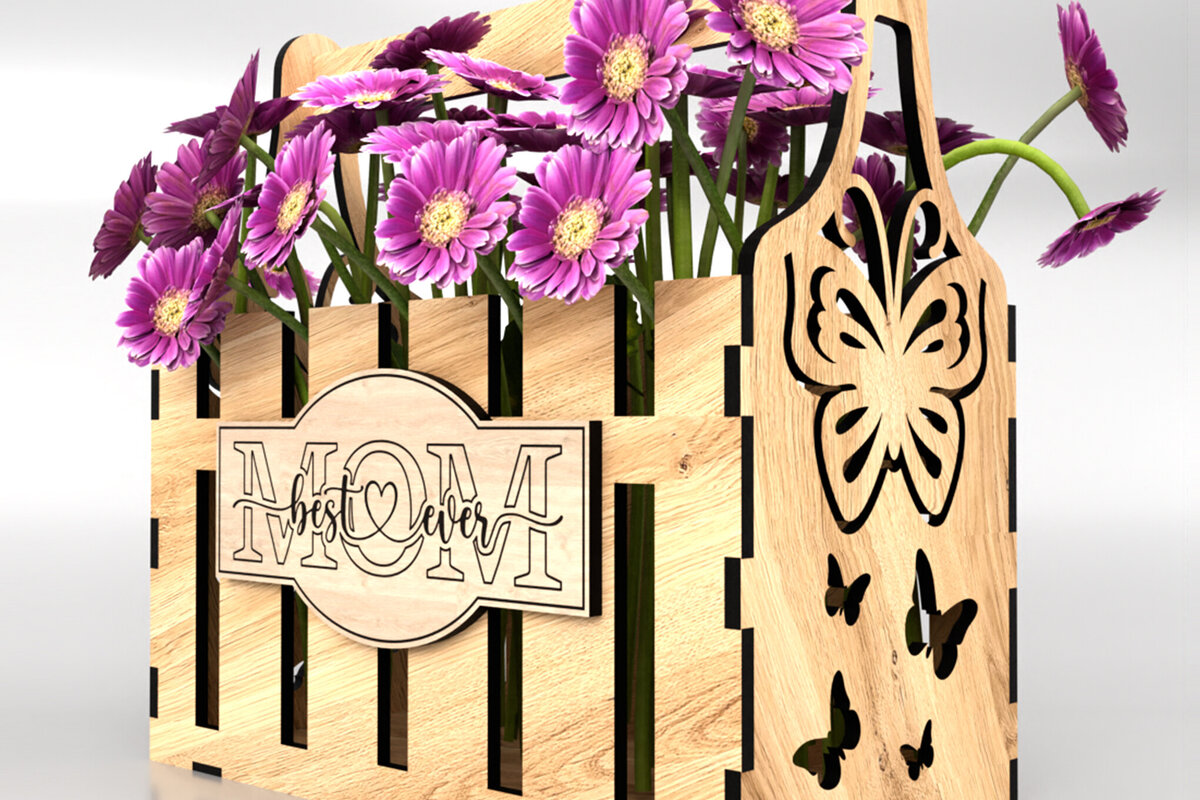 Intra απο ξύλο plywood 3mm-4mm πάχος - Καλάθι λουλουδιών για τη γιορτή της μητέρας Δίασταση 6x6 cm INTRAFABR-120967844