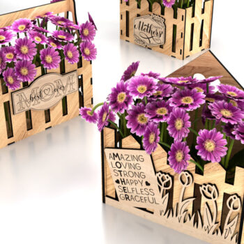 Intra απο ξύλο plywood 3mm-4mm πάχος - Σετ καλάθια λουλουδιών για τη γιορτή της μητέρας Δίασταση 6x6 cm INTRAFABR-119687912 - Image 1