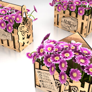 Intra απο ξύλο plywood 3mm-4mm πάχος - Σετ καλάθια λουλουδιών για τη γιορτή της μητέρας Δίασταση 6x6 cm INTRAFABR-119687912 - Image 5