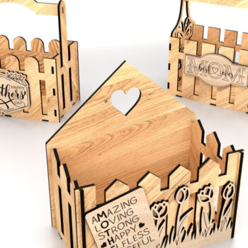 Intra απο ξύλο plywood 3mm-4mm πάχος - Σετ καλάθια λουλουδιών για τη γιορτή της μητέρας Δίασταση 6x6 cm INTRAFABR-119687912 - Image 9